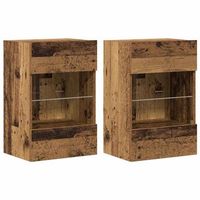 muebles tv pared con luces led 2 uds  mueble de salon  mesa de tv envejecida 40x30x605cm