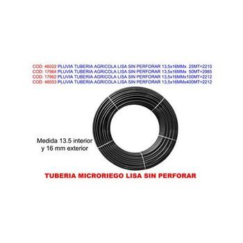 Pluvia Tubo De Riego Agrícola Liso Sin Perforar 13,5x16mm 100m