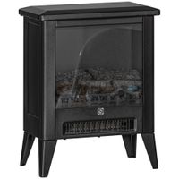 homcom chimenea decorativa independiente 1800w con efecto de llama led bajo ruido proteccion contra sobrecalentamiento negro
