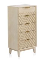 sinfonier chapado en madera de roble con 5 cajones y color beige