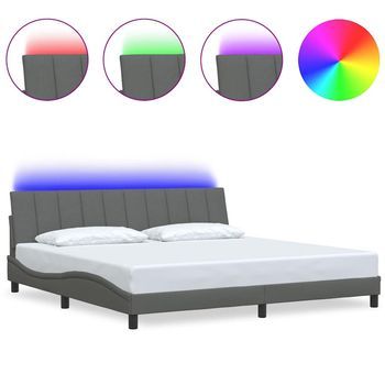 Estructura De Cama Sin Colchón Hanko Tela Gris Oscuro 200x200 Cm Vidaxl
