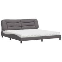 cama con colchon cuero sintetico gris 200x200 cm