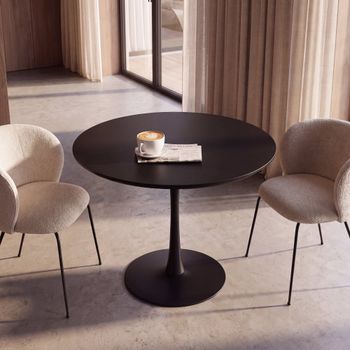 Mesa de comedor redonda negra de MDF y metal Ø100 cm