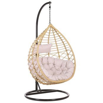 Silla Colgante De Ratán Color Natural Con Marco De Metal Para Interior Y Exterior Cesta Arsita