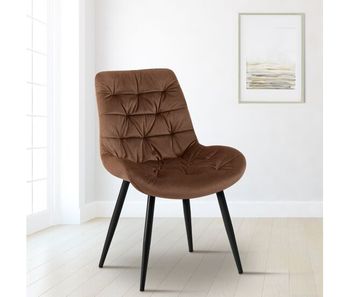 Silla de comedor de terciopelo rossford marrón 63x56x85 cm
