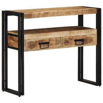 Vidaxl Mesa Consola Marrón 90 X 33 X 75 Cm Madera De Mango Maciza