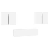 set de 6 uds muebles tv  mueble de salon  armario tv madera de ingenieria blanco