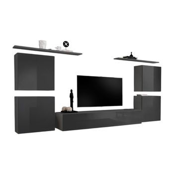 Conjunto De Muebles Para Sala Switch Iv Diseño, Color Gris Brillante.
