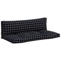 cojines para pales 2 piezas tela oxford a cuadros negros vidaxl