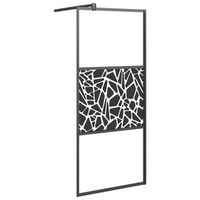 mampara ducha vidrio esmerilado diseno piedras negro 90x195 cm vidaxl