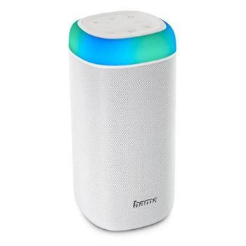 Hama | Altavoz Bluetooth Compacto 5W con iluminación LED, batería 10 h, Manos Libres y Entrada Auxiliar - portátil e Impermeable - Blanco