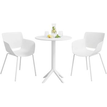 Set De Muebles De Jardín Siora Con 2 Sillas Para Balcón Y Terraza Plástico Blanco 60x168x80 Cm Clp