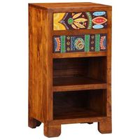 vidaxl mesa de fin floral con cajon marron 40 x 35 x 75 cm