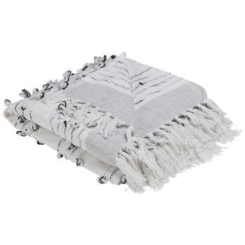 Manta De Algodón Gris Claro 130 X 150 Cm Borlas Cama Acogedora Boho Yamalak