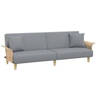 sofa cama con reposabrazos tela gris claro