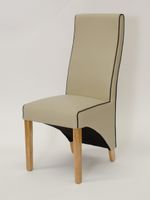 emperor contrast stitching bonded ivory white leather wave back dining chairs