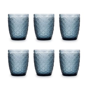 Juego de 6 vasos bajos vidrio azul 24 cl