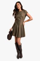 vestido entallado plisado con mangas casquillo multi