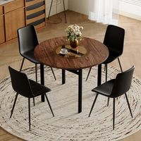 set de mesa y 4 sillas - mueble de comedor - mdf y metal - marron y negro 100x100cm
