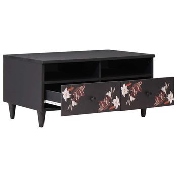 Mesa De Café - Mesa De Centro - Mesa Baja Multicolor 80 X 54 X 40 Cm Madera De Mango Maciza