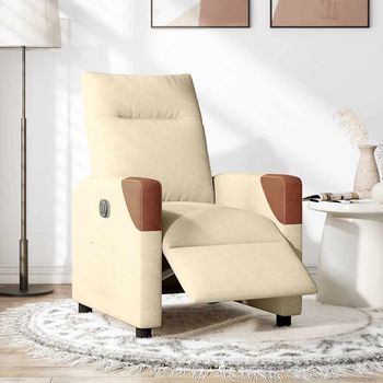 Sillón Reclinable Eléctrico De Tela Crema Cfw778972