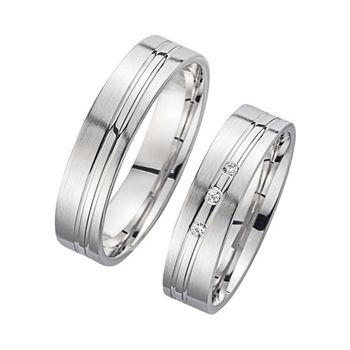 Alianzas oro blanco con diamantes ancho 4 mm
