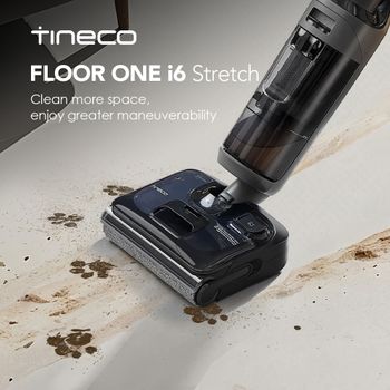 Tineco Floor ONE I6 Stretch Wet Dry 180 °   Aspiradora Lay Flat Wet con succión de 20 kPa, secado con aire caliente de 85 C, tiempo de ejecución de 40 minutos, aspiradora antienredos de limpieza de
