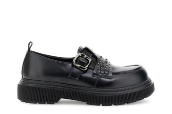 mocasines con hebilla efecto abrasivo black 40