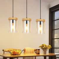 nettlife lampara colgante vintage de vidrio con 3 llamas para mesa de comedor e27 para sala de estar