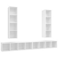 muebles de salon de pared 4 uds  mueble tv madera de ingenieria blanco cfw43119