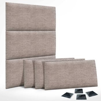 Dhome Juego De 6 Paneles Tapizados De Tela De Lujo Pack Autoadhesivos Para Pared Acústicos Absorbentes Protección (ethnic Brown, 50x40cm, X6)
