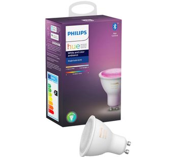 PhIlips Hue White & Colour Ambiance Bluetooth LED Bulb - GU10, White