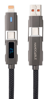 Nanocable Cable USB-C+USB-A/M-LIGHTNING+USB-C/M 1M
