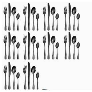 Juego De Cubiertos De Acero Inoxidable De 40 Piezas Para 10 Personas, Diseño Moderno En Color Negro, Ideal Para Uso Familiar.