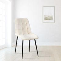silla de comedor con reposapies en terciopelo crema