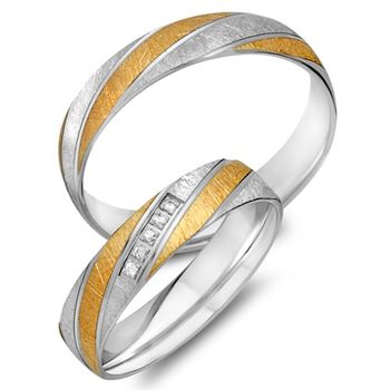 Alianzas 8 quilates oro amarillo-blanco 5 diamantes