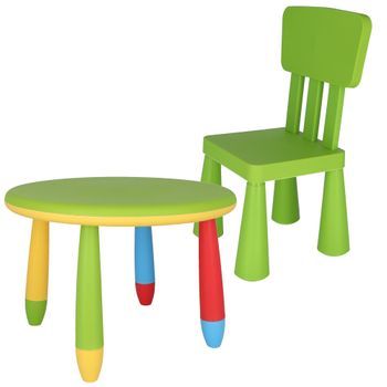 Set Mesita Infantil Ø70 Cm + 1 Silla (verde) Plástico Resistente Wellhome