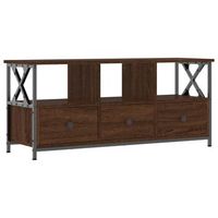 mueble tv hierro madera contrachapada roble marron 102x33x45 cm vidaxl