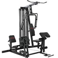 sportnow estacion de fuerza gimnasio con polea alta barra butterfly 65 kg placas polea hasta 120 kg   aosom espana