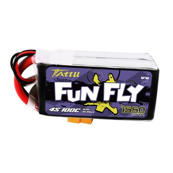 Batería Lipo TATTU FUNFLY 4S 14.8V 1550mAh 100C 4S1P con enchufe XT60 para Drones RC Carreras FPV