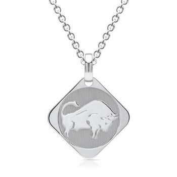 Cadena de plata signo zodiacal tauro