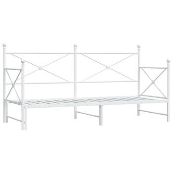 Cama Individual | Cama Para Adulto | Diván Con Nido Sin Colchón Blanco 75x190 Cm Acero