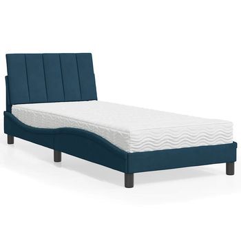 Cama Con Colchón Hanko Terciopelo Azul 90x190 Cm Vidaxl