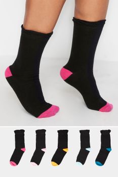 Yours Juego 5 Pares Negros Con Puntera Y Talón De Colores
