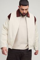 chaqueta plus acolchada de pana con cuello en contraste cream