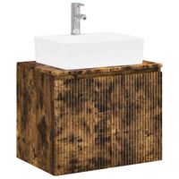 juego de muebles de bano roble ahumado madera de ingenieria vidaxl