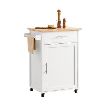 Sobuy Fkw102-wn Carrito Auxiliar De Cocina Con Un Cajón Y Una Puerta Carrito Multifuncional 68x46x90 Cm Es (68 X 46 X 90 Cm)