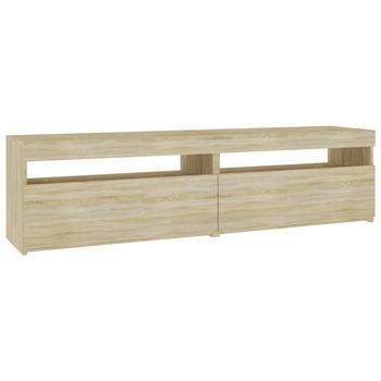 2 Uds Muebles Tv | Mueble De Salón | Armario Tv Con Luces Led Roble Sonoma 75x35x40 Cm
