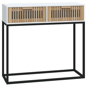 Mesa Consola | Mesa De Entrada | Mesa Auxiliar Hierro Y Madera Contrachapada Blanco 80x30x75 Cm