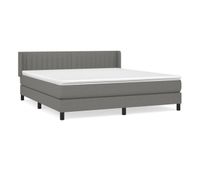cama box spring con colchon tela gris oscuro 160x200 cm rayas verticales